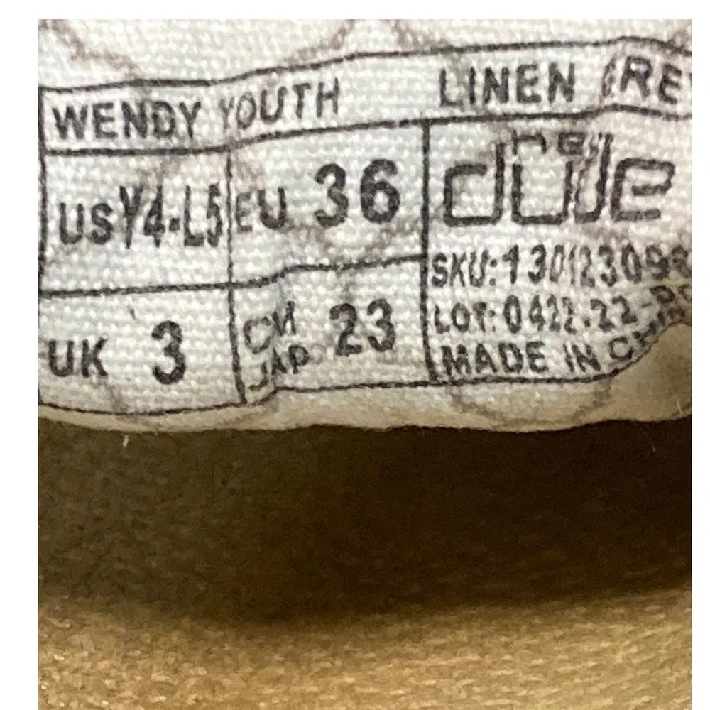 Hey Dude Wendy Youth Linen Grey Slip On Loafers Shoes Size US Y4 L5 EU 36